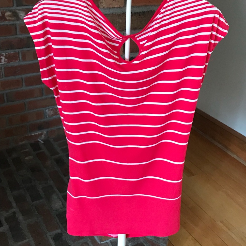 New York & company stretchy pink & white Shirt